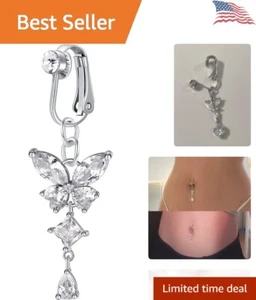 Anello pancia finta ipoallergenico trendy - clip on - acciaio inox - argento/oro - Foto 1 di 7