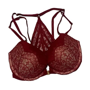 Victoria's Secret, Dream Angels, Dark Red Lace Front Opening Push-Up Bra, 32DD - Bild 1 von 3