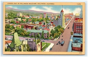 VINTAGE LOOKING EAST ON HOLLYWOOD BLVD CA POST CARD CALIFORNIA 1G19 - Picture 1 of 2