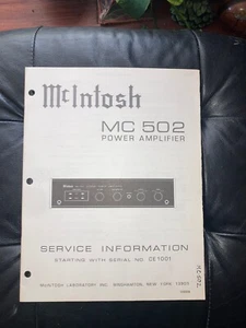 McIntosh MC 502 Power Amplifier Service Info Copy Save $ - Picture 1 of 3
