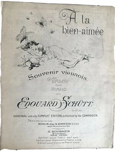 Edouard Schutt Op.59 "A la bien-aimee" Souvenir Viennois 1900 Art Deco Near Mint - Picture 1 of 3