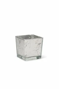 Cubo De Vidrio Con Hoja De Plata - Imagen 1 de 1