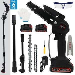 NEW 2-in-1 Cordless Pole Saw, 6 Ft Extendable, 24V Battery, Tree Trimming - Picture 1 of 13
