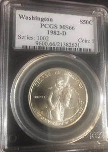 1982 D PCGS MS 66 Washington Half Dollar Comm Birth of Washington 250 years - Picture 1 of 4