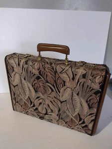 Vintage Blumen Gobelin und Leder Aktentasche Aufsatz Dokumententasche 80er Jahre - Bild 1 von 12