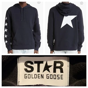 $295 Golden Goose Alighero Star Collection Sudadera con Capucha Pullover Talla XS Blanco y Negro - Imagen 1 de 24