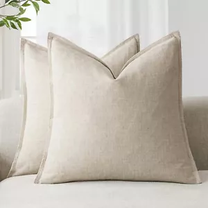 Pack of 2, Decorative Linen Soild Throw Pillow Covers Soft Accent Cushion Cas... - Picture 1 of 7