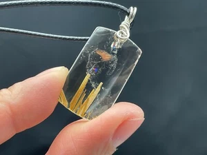 Colgante de cristal de cuarzo arco iris dorado rutilado piedras curativas D090914 - Imagen 1 de 8