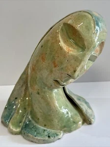 ANTIQUE CUBIST SCULPTURE STATUE ART DECO VINTAGE MID CENTURY CERAMIC HEAD FACE - Picture 1 of 20