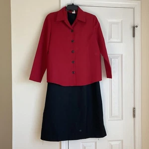 Blair Womens Red And Black Dress Blazer Set Red Jacket Size 10P 2 pc set - Picture 1 of 19