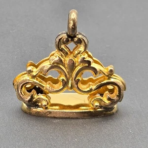 Antique Victorian Gold-Filled Filigree Fob Seal Charm Pendant Engraved Monogram - Picture 1 of 12