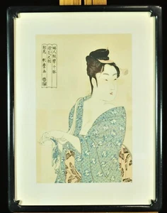 Vintage Ukiyo-E woodblock print on thin paper, The Flirt, Kitagawa Utamaro - Picture 1 of 5
