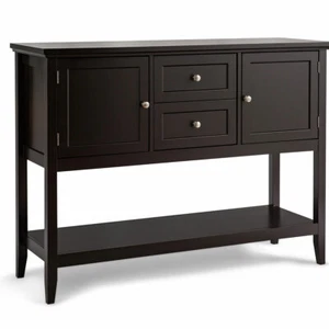 Costway Sideboard Buffet Table Wooden Console Table w/Storage Cabinets Brown - Picture 1 of 8