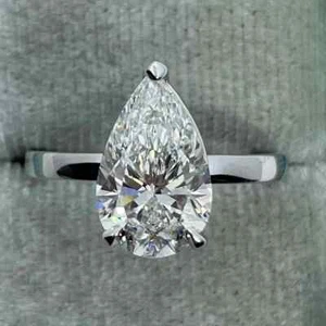3.00 Ct Pear-Cut VS1 Lab Grown Diamond Solitaire Engagement Ring 14K White Gold - Picture 1 of 8