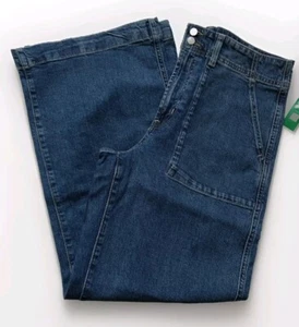 Gap High Rise Wide-Leg Utility Crop Jeans Womens 8/29 Long Light Blue Wash ~ New - Picture 1 of 12