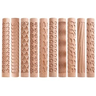Wooden Rolling Pins Embossed with Christmas Theme Pattern Gift for Baking Tool - Image 1 of 4