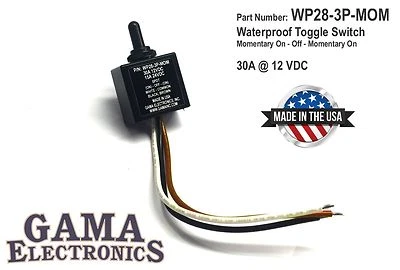 GAMA ELECTRONICS Waterproof 3 Position Momentary On-Off-Momentary On Toggle Switch