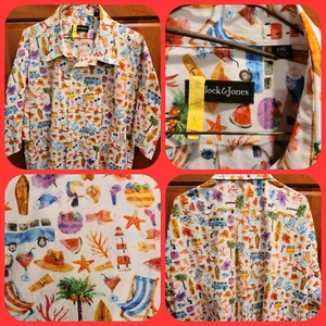 Rare Bullock & Jones Traveler Unique All Over Print Shirt Coral Fish Vespa 2XL - Picture 1 of 10