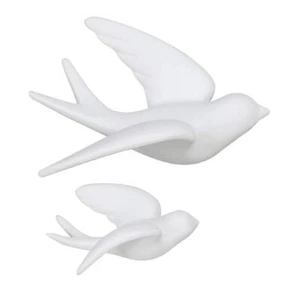 FANWNKI Ceramic Flying Birds Sparrows Wall Mount Hanging DecorWhite2PackRight - Picture 1 of 5