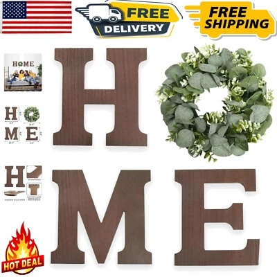 Chic Rustic Home Sign Decor with Eucalyptus Wreath - Ideal Housewarming Gift - Image 1 of 4