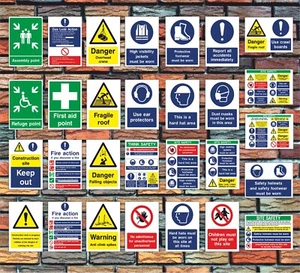 Safety Signs Correx Foamex Aluminium Composite Construction Fire Warning - Picture 1 of 6