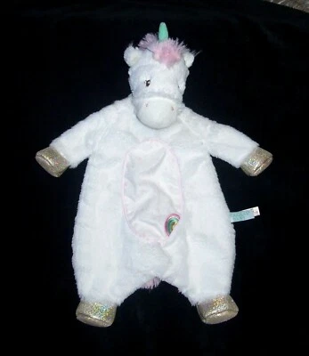 Douglas Baby Unicorn Emilie Sshlumpie Rainbow White Pink Blanket Plush Security  - Image 1 of 2