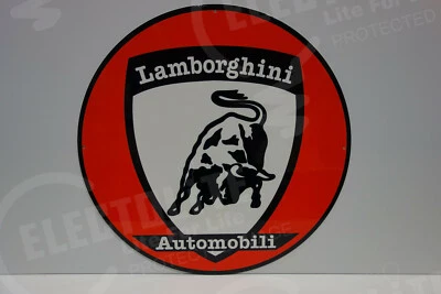 LETRERO DE CONCESIONARIO LAMBORGHINI Vintage Acero Esmaltado. ENORME 20" DE DIÁMETRO!  Foto 1 de 3