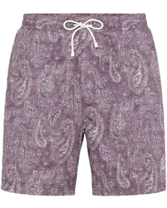 Brunello Cucinelli Mens Lilac & White Paisley Swim Shorts - Picture 1 of 6