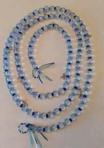 GARLAND SPRING/EASTER BEADED BLUES/TIBETAN CHARMS WALL/TREE/TABLE/WREATH UNIQUE - Picture 1 of 7
