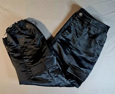 MADDEN NYC Nylon Cargo Baggy Parachute Pants Wide Leg Drawstring Black, XXXL PLU - Image 1 of 4