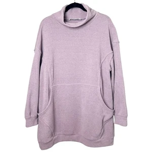 Free People FP Beach Chenille Knit Oversized Sweater Mock Neck Tunic Lilac Large - Picture 1 of 10