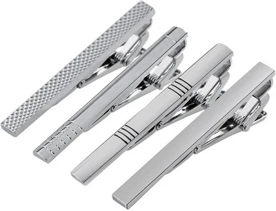 4 Pcs Stainless Steel Tie Clips for Men Classic Tie Bar Clip for Formal Business - Image 1 of 4