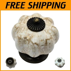 Elegant Brown Ceramic Brass Knobs for Cabinets, Set of 10 - Picture 1 of 10