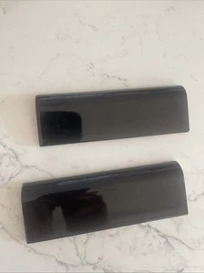 2 Ceramic Black 6" X 2-1/16" Radius Wall 1 Tile Cap Vintage - Picture 1 of 3