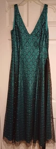 Papell Boutique grün Perlen ärmelloses langes Kleid Gr. 10 - Bild 1 von 6