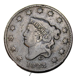 1823/2 Overdate Coronet Head Large Cent - VG !! - Picture 1 of 3