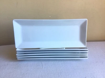 Lot Of 6 Williams Sonoma Open Kitchen Rectangle White Appetizer Tray Dish - Image 1 of 4
