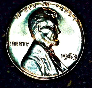 { 1963 P Lincoln Cent - Proof Like  [BRILLIANT UNC]  RED - Picture 1 of 4