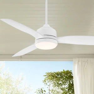 54" Tres Aurora Modern Indoor Outdoor Ceiling Fan with LED Light Remote White - Picture 1 of 8