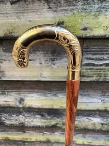 Vintage head Handle Wooden Walking Brass Solid Designer Stick Cane Vintage style - Picture 1 of 4