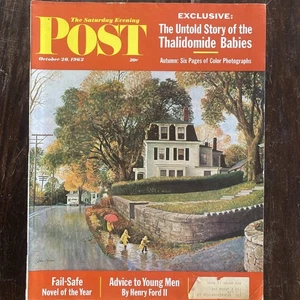 autumn in Rockport MA cover John Clymer Saturday Evening Post Magazine - Picture 1 of 4