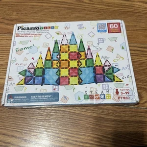 PicassoTiles 60 PC Mini Diamond Travel Size Building Block Set Magnet Tile PTM60 - Picture 1 of 2
