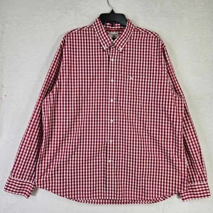 DOCKERS Casual Button-Down Shirt Mens X-Large Long Sleeve Red/White Plaid - Picture 1 of 13