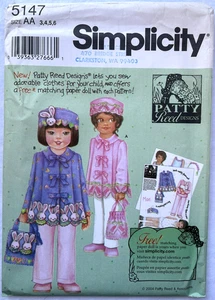Simplicity Pattern 5147 Girls Coat, Hat & Purse Sizes: 3-6 Patty Reed Designs - Picture 1 of 3