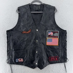 Rebel Ryder Genuine Leather Motorcycle Biker Vest Mens 2XL Patch - Picture 1 of 5