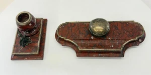 Antique French inkstand – Red marble and bronze – Griffin decoration – ca. 1900 - Picture 1 of 19