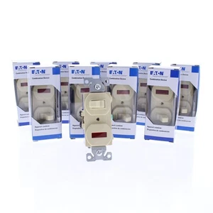 10 Eaton #277V Ivory Pilot Light Toggle Wall Switches Single Pole 15A 120V - Imagen 1 de 5