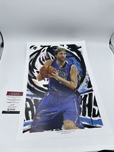 Dirk Nowitzki Jason Oakes Artist Signed Mavericks 13" x 19" Lithograph PA COA