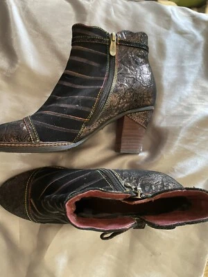 Laura Vita France 38 Amelia Marrón Bronce Botines 3” Tacones Cremallera Lateral Cuero  Foto 1 de 4