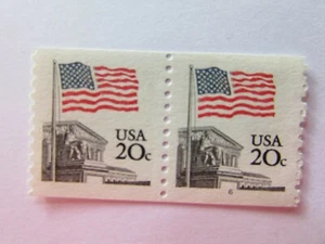 United States Sc #1895a Coil Pair Plate (6) printed on the base of right stamp - Picture 1 of 2